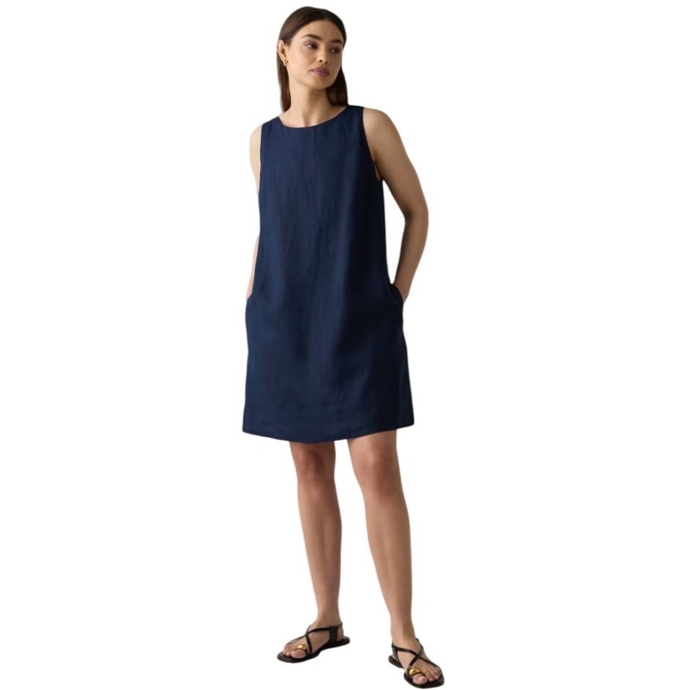 Quince Navy Sleeveless Mini Shift Dress